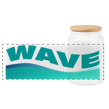 Wave - Panoramic Cookie Jar with Wooden Lid - white - Front