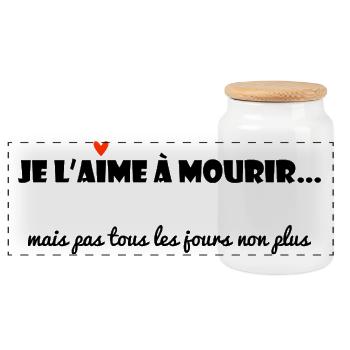 JE T'AIME. MESSAGE. CITATIONS. HUMOUR. AMOUR - Boîte à biscuits avec couvercle en bois - blanc - Devant
