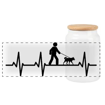 Dog owner heart palpitations - Panoramic Cookie Jar with Wooden Lid - white - Front