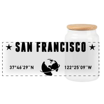 San Francisco coordonne la planète Terre - Boîte à biscuits avec couvercle en bois - blanc - Devant
