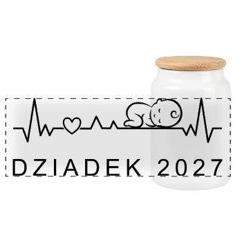 Opa 2027 Herzschlag Schwangerschaft Polnisch - Panorama Keksdose mit Holzdeckel - Weiß - Vorne