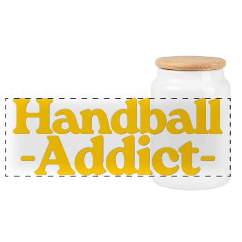 Addicted to Handball - Panoramic Cookie Jar with Wooden Lid - white - Front