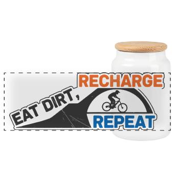 Recharge de Nourriture Saleté, Répéter EMTB - Boîte à biscuits avec couvercle en bois - blanc - Devant