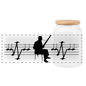 ECG de basson de Notes Hearbeat Heartbeat Bassoniste - Boîte à biscuits avec couvercle en bois - blanc - Devant