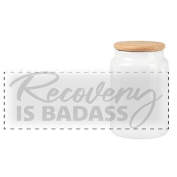 Recovery Is Badass Motivierend Erholung Zitat Logo - Panorama Keksdose mit Holzdeckel - Weiß - Vorne