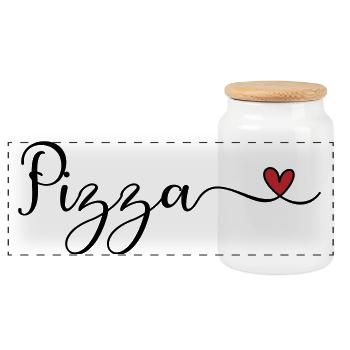 Pizza Heart - Panorama Keksdose mit Holzdeckel - Weiß - Vorne