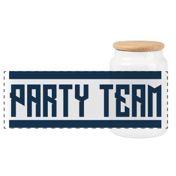 Geometric Party Team Font - Panoramic Cookie Jar with Wooden Lid - white - Front
