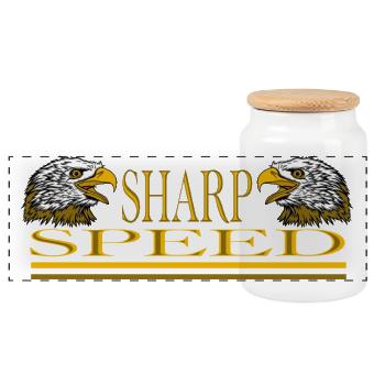 Sharp Speed – Double Eagle Racing Streetwear Desig - Panorama Keksdose mit Holzdeckel - Weiß - Vorne