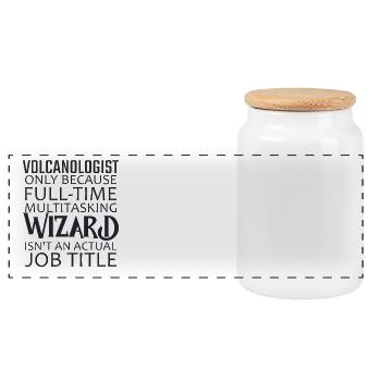 Volcanologist Wizard Volcanology - Panoramic Cookie Jar with Wooden Lid - white - Front