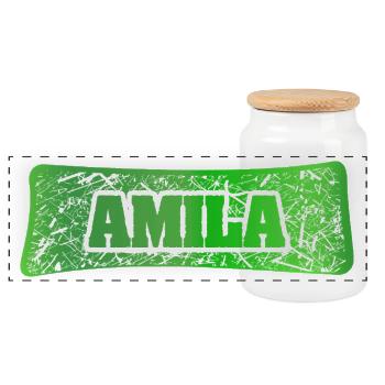 Frau Amila - Panorama Keksdose mit Holzdeckel - Weiß - Vorne