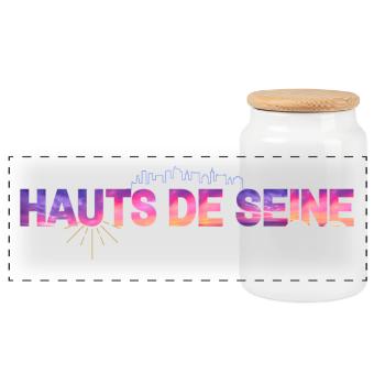 Hauts Seine Skyline Gradient 92 - Panoramic Cookie Jar with Wooden Lid - white - Front