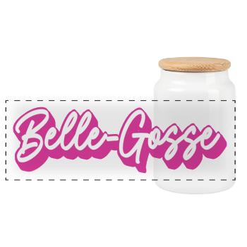 Beautiful Kid Script Pink - Panoramic Cookie Jar with Wooden Lid - white - Front