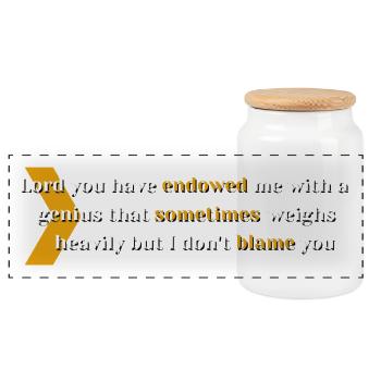 Endowed Genius Quote Typografie - Panorama Keksdose mit Holzdeckel - Weiß - Vorne