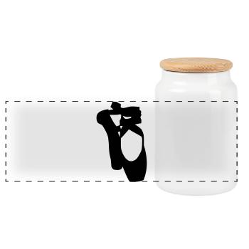 ballet shoes - Panoramic Cookie Jar with Wooden Lid - white - Front