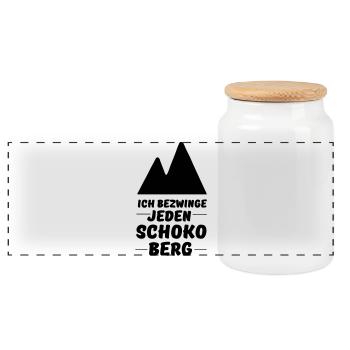 Schokolade, Fun, lustig, Freunde, Spruch - Panorama Keksdose mit Holzdeckel - Weiß - Vorne