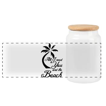You and the Beach - Panoramic Cookie Jar with Wooden Lid - white - Front