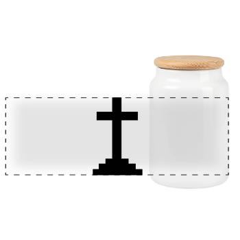Cross (V) - Panoramic Cookie Jar with Wooden Lid - white - Front