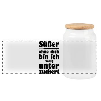 Süßer, Liebe, Paar, verliebt, lustig, Geschenk - Panorama Keksdose mit Holzdeckel - Weiß - Vorne