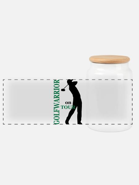 Golf - Panorama Keksdose mit Holzdeckel - Weiß