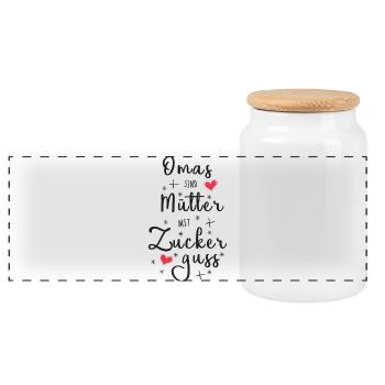 Omas sind Mütter mit Zuckerguss - Oma Geschenk - Panorama Keksdose mit Holzdeckel - Weiß - Vorne