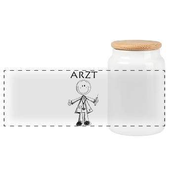 Arzt Comic - Ärzte - Medizin - Mediziner -Geschenk - Panorama Keksdose mit Holzdeckel - Weiß - Vorne