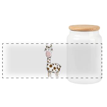 Crazy Lama - Llamas - Alpaca - Comic - Gift - Panoramic Cookie Jar with Wooden Lid - white - Front