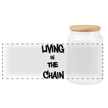 Living in the chain - Panorama Keksdose mit Holzdeckel - Weiß - Vorne