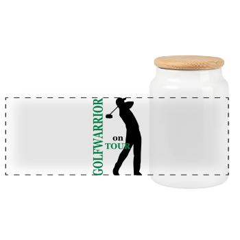 golf - Panoramic Cookie Jar with Wooden Lid - white - Front