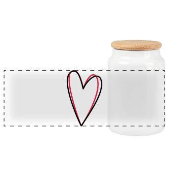 Heart love friendship symbol gift idea - Panoramic Cookie Jar with Wooden Lid - white - Front