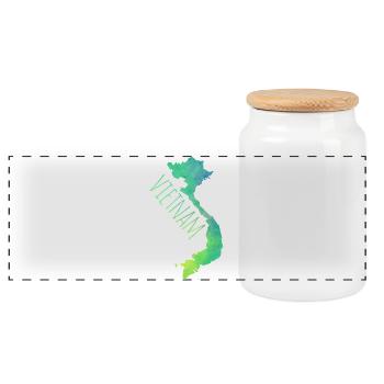 Vietnam - Panorama Keksdose mit Holzdeckel - Weiß - Vorne