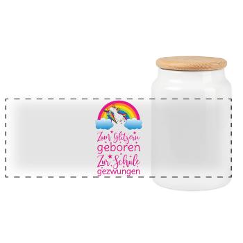 Licorne née à Sparkle forcée d’aller à l’école - Boîte à biscuits avec couvercle en bois - blanc - Devant