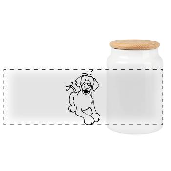 Labrador Retriever - dog - Lab - Panoramic Cookie Jar with Wooden Lid - white - Front