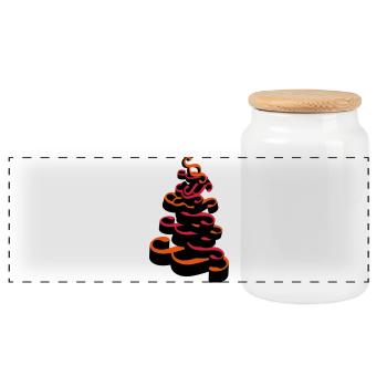 Stacked paragraphs - Panoramic Cookie Jar with Wooden Lid - white - Front