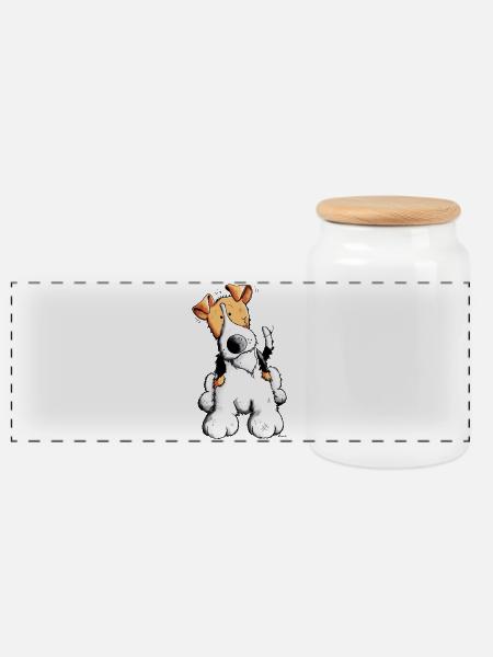 Foxy der Foxterrier - Panorama Keksdose mit Holzdeckel - Weiß