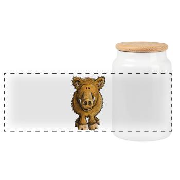 Wild boar - Panoramic Cookie Jar with Wooden Lid - white - Front