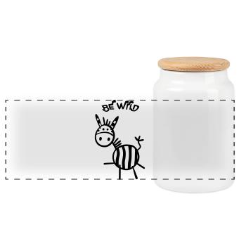 Be Wild Zebra - Panorama Keksdose mit Holzdeckel - Weiß - Vorne