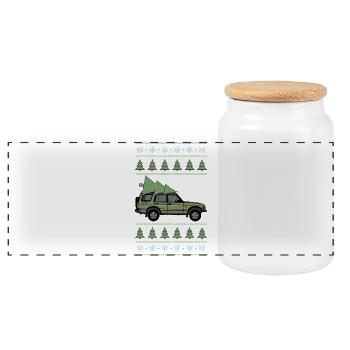 Discovery 2 Green Christmas - Panoramic Cookie Jar with Wooden Lid - white - Front