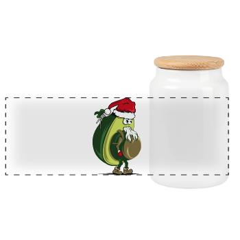 santa claus xmas 2019 avocado bio funny lustig - Panorama Keksdose mit Holzdeckel - Weiß - Vorne