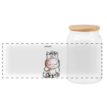 Knuffiges Hottehüüü Pferdchen - Pferd - Comic - Panorama Keksdose mit Holzdeckel - Weiß - Vorne