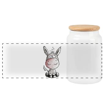 Kleiner Esel - Eselchen - Comic - Tiere - Panorama Keksdose mit Holzdeckel - Weiß - Vorne