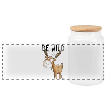 Be Wild Elch - Elche - Hirsch - Reh - Geschenk - Panorama Keksdose mit Holzdeckel - Weiß - Vorne