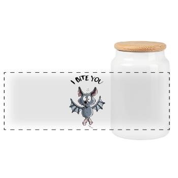 I Bite You Fledermaus - Comic - Panorama Keksdose mit Holzdeckel - Weiß - Vorne
