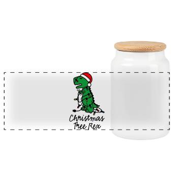 Christmas tree rex ugly xmas Sapin de Noël dino - Boîte à biscuits avec couvercle en bois - blanc - Devant