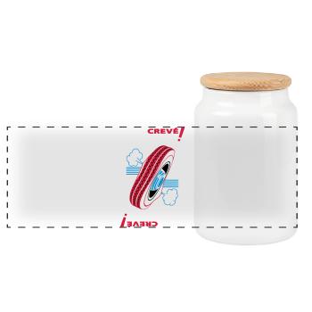 Tired! - Panoramic Cookie Jar with Wooden Lid - white - Front