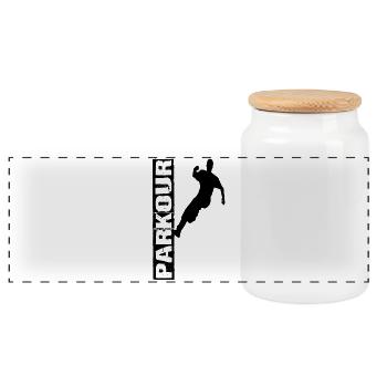 Parkour - Panoramic Cookie Jar with Wooden Lid - white - Front