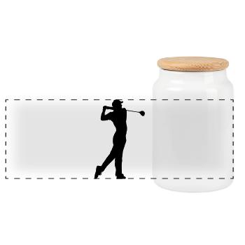 Schattenbild des Golfspielers - Panorama Keksdose mit Holzdeckel - Weiß - Vorne