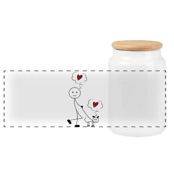 chien - Boîte à biscuits avec couvercle en bois - blanc - Devant