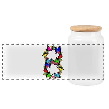 8th birthday - 8 years old - children - gift - Panoramic Cookie Jar with Wooden Lid - white - Front