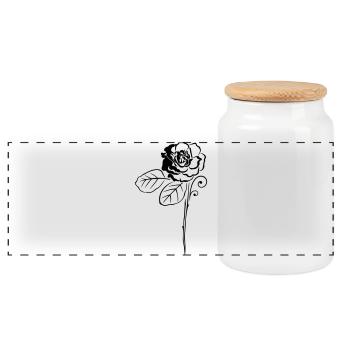 Rose Roses Flower Blossom - Panoramic Cookie Jar with Wooden Lid - white - Front