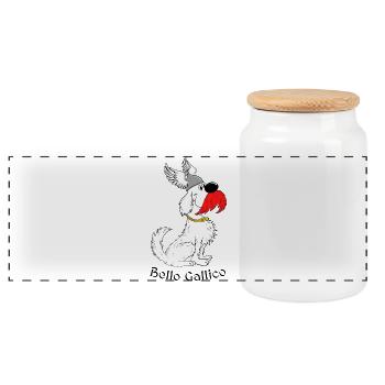 « Bello Gallico - le chien gaulois » - Boîte à biscuits avec couvercle en bois - blanc - Devant